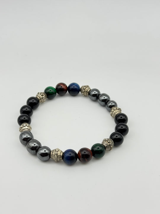 Tiger's Eye, Black Agate and Hematite Bracelet