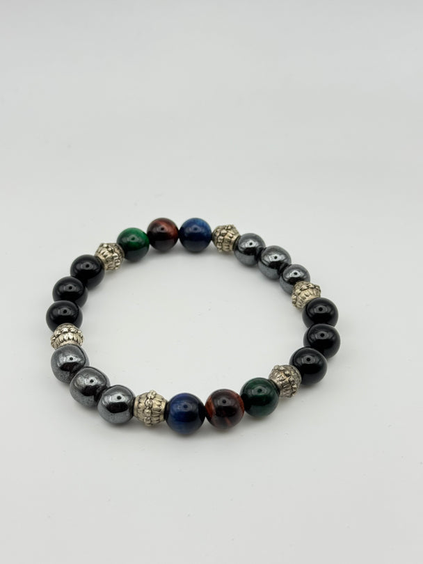 Tiger's Eye, Black Agate and Hematite Bracelet
