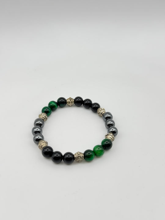 Tiger's Eye, Black Agate and Hematite Bracelet