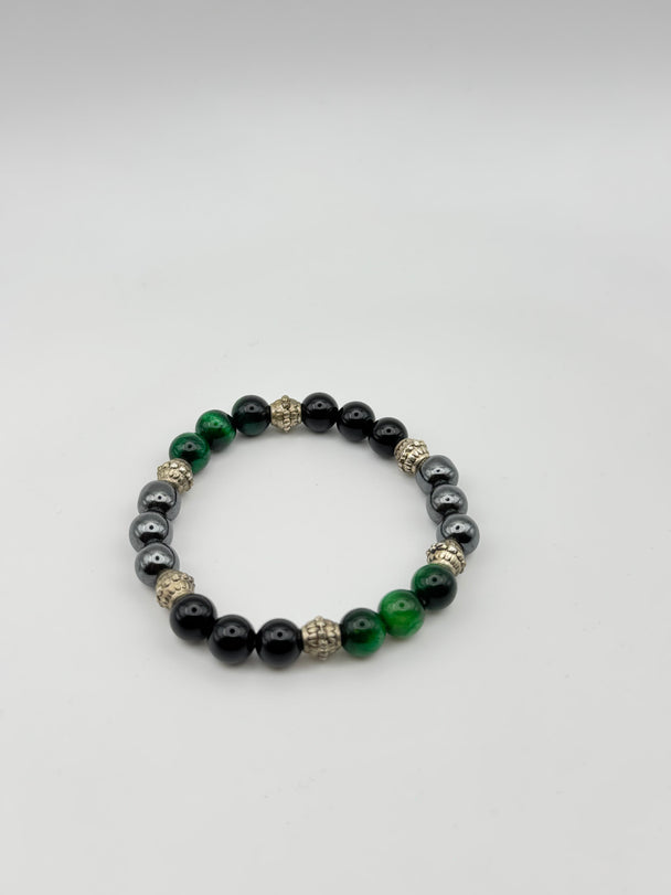 Tiger's Eye, Black Agate and Hematite Bracelet