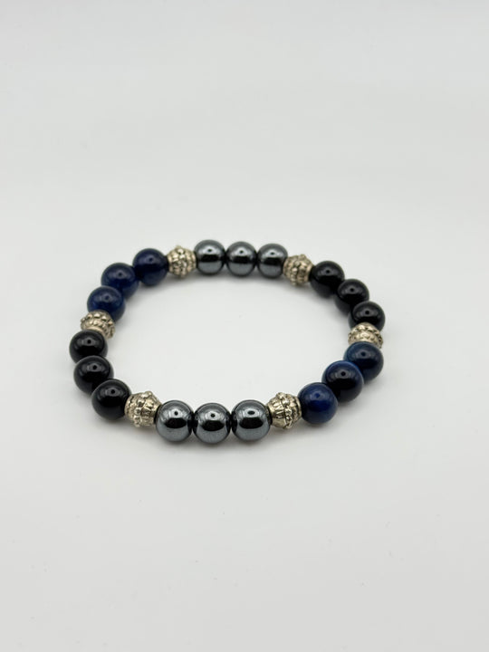 Tiger's Eye, Black Agate and Hematite Bracelet
