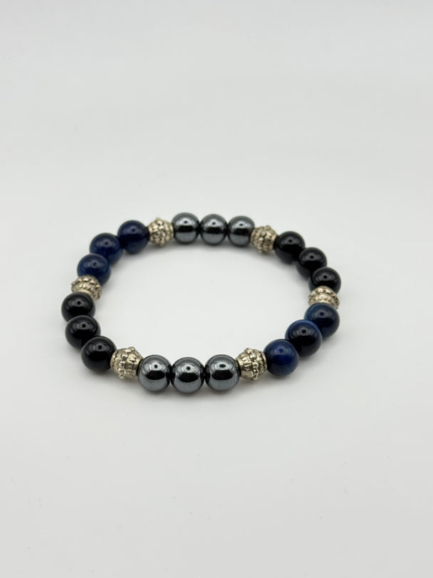 Tiger's Eye, Black Agate and Hematite Bracelet